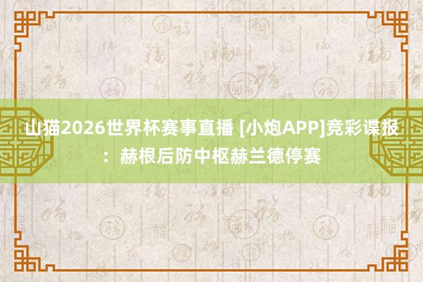 山猫2026世界杯赛事直播 [小炮APP]竞彩谍报：赫根后防中枢赫兰德停赛