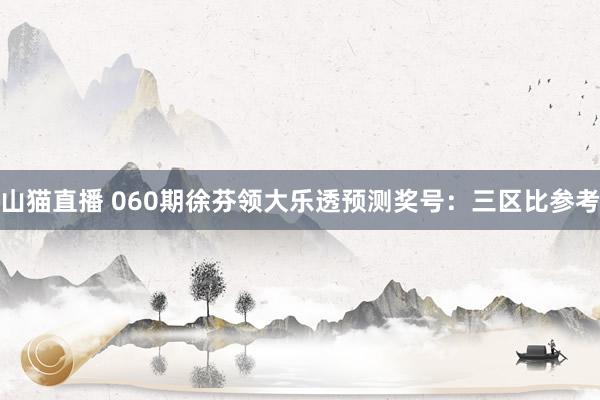 山猫直播 060期徐芬领大乐透预测奖号:三区比参考