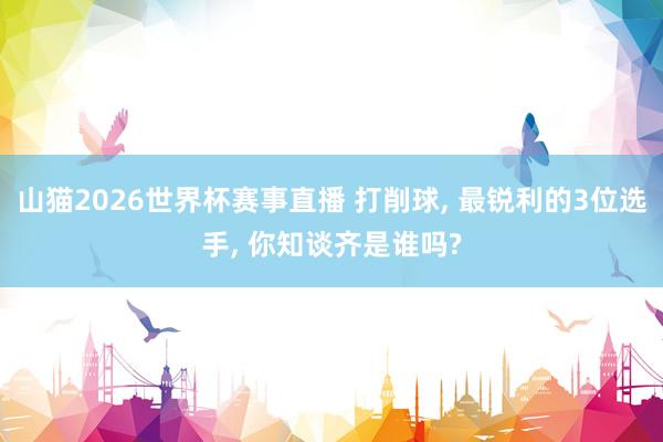 山猫2026世界杯赛事直播 打削球, 最锐利的3位选手, 你知谈齐是谁吗?