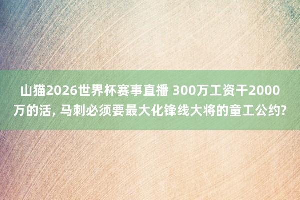 山猫2026世界杯赛事直播 300万工资干2000万的活, 马刺必须要最大化锋线大将的童工公约?