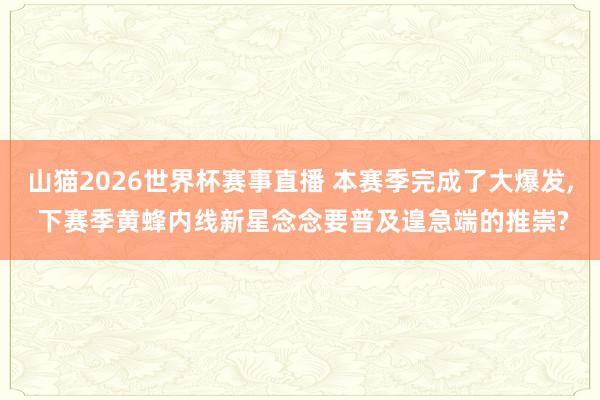 山猫2026世界杯赛事直播 本赛季完成了大爆发, 下赛季黄蜂内线新星念念要普及遑急端的推崇?