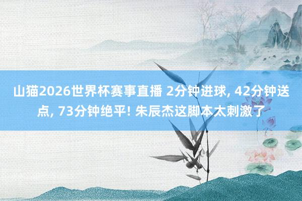 山猫2026世界杯赛事直播 2分钟进球, 42分钟送点, 73分钟绝平! 朱辰杰这脚本太刺激了