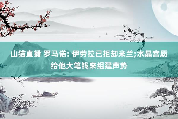 山猫直播 罗马诺: 伊劳拉已拒却米兰;水晶宫愿给他大笔钱来组建声势