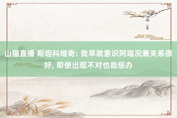 山猫直播 斯坦科维奇: 我早就意识阿瑙况兼关系很好, 即使出现不对也能惩办