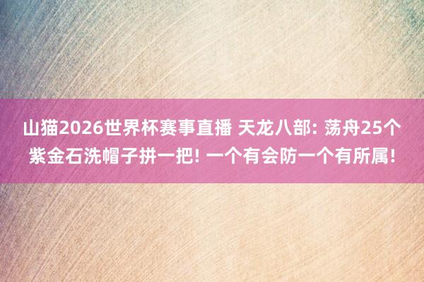 山猫2026世界杯赛事直播 天龙八部: 荡舟25个紫金石洗帽子拼一把! 一个有会防一个有所属!