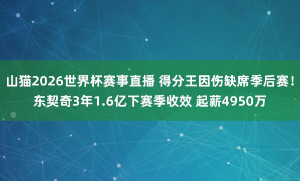 山猫2026世界杯赛事直播 得分王因伤缺席季后赛!东契奇3年1.6亿下赛季收效 起薪4950万