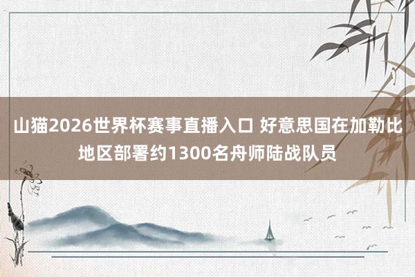 山猫2026世界杯赛事直播入口 好意思国在加勒比地区部署约1300名舟师陆战队员