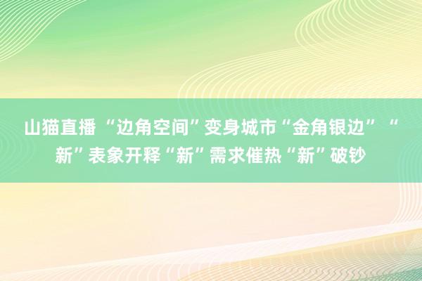 山猫直播 “边角空间”变身城市“金角银边” “新”表象开释“新”需求催热“新”破钞