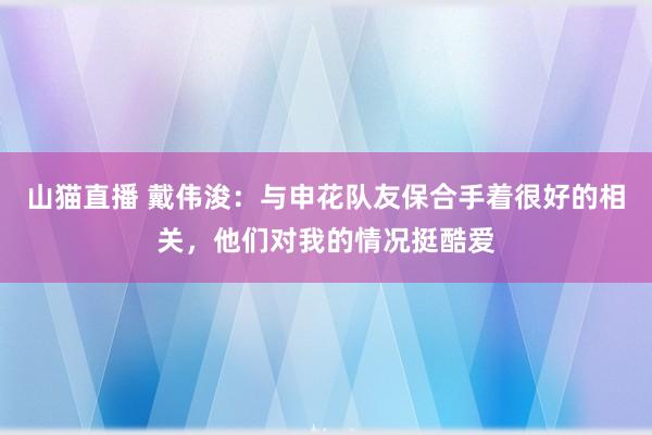 山猫直播 戴伟浚:与申花队友保合手着很好的相关,他们对我的情况挺酷爱