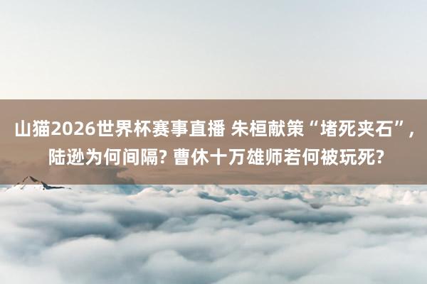 山猫2026世界杯赛事直播 朱桓献策“堵死夹石”， 陆逊为何间隔? 曹休十万雄师若何被玩死?