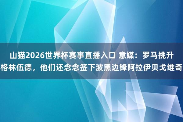 山猫2026世界杯赛事直播入口 意媒:罗马挑升格林伍德,他们还念念签下波黑边锋阿拉伊贝戈维奇