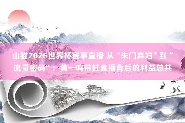 山猫2026世界杯赛事直播 从“朱门弃妇”到“流量密码”:黄一鸣带娃直播背后的利益总共