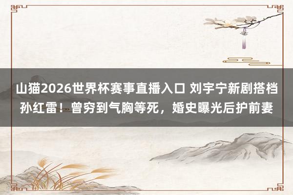 山猫2026世界杯赛事直播入口 刘宇宁新剧搭档孙红雷!曾穷到气胸等死,婚史曝光后护前妻