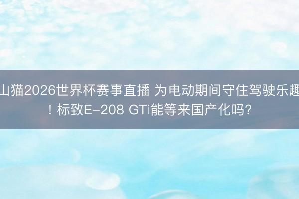 山猫2026世界杯赛事直播 为电动期间守住驾驶乐趣! 标致E-208 GTi能等来国产化吗?