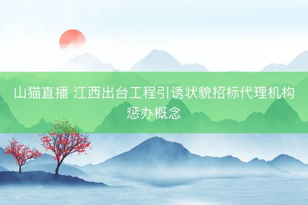 山猫直播 江西出台工程引诱状貌招标代理机构惩办概念