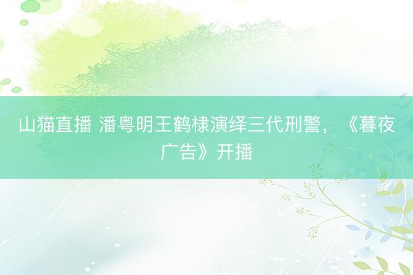 山猫直播 潘粤明王鹤棣演绎三代刑警,《暮夜广告》开播