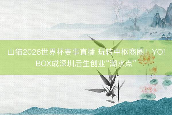 山猫2026世界杯赛事直播 玩转中枢商圈!YO!BOX成深圳后生创业“潮水点”