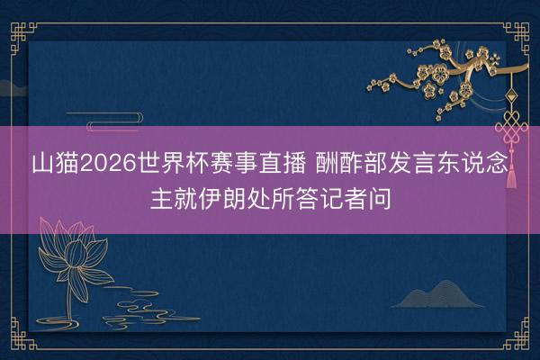 山猫2026世界杯赛事直播 酬酢部发言东说念主就伊朗处所答记者问
