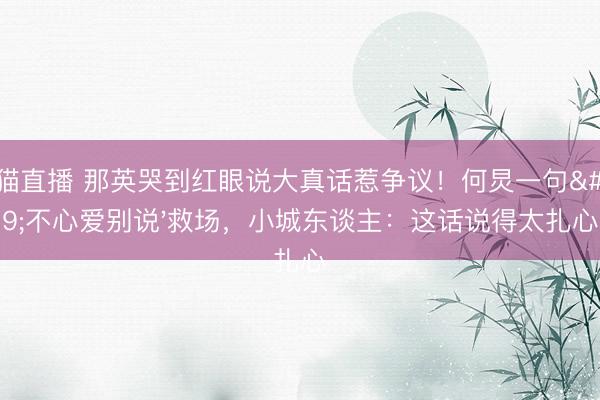 山猫直播 那英哭到红眼说大真话惹争议!何炅一句'不心爱别说'救场,小城东谈主:这话说得太扎心