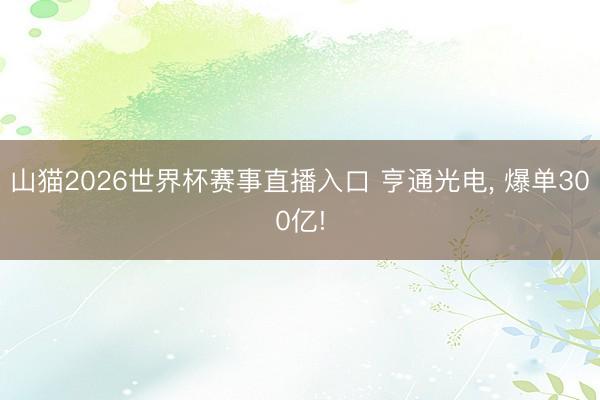 山猫2026世界杯赛事直播入口 亨通光电, 爆单300亿!
