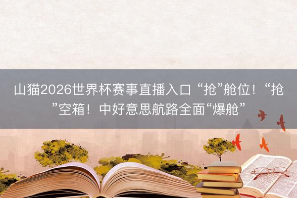山猫2026世界杯赛事直播入口 “抢”舱位!“抢”空箱!中好意思航路全面“爆舱”