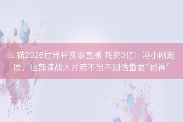 山猫2026世界杯赛事直播 耗资3亿!冯小刚起原,这部谍战大片若不出不测估量要“封神”